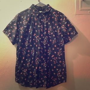 Men’s Floral Print button up short sleeve shirt